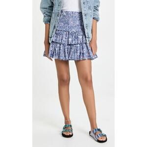 Sundry | Wild Floral Ruffle Skirt | Chambray Blue Floral | Sz 2 | NWT
